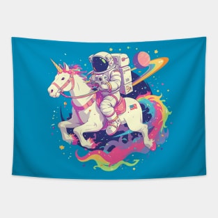 astronaut ride unicorn Tapestry