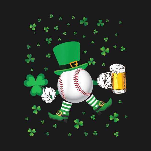 Baseball Leprechaun With Beer And Shamrocks Dancing Patrick by Manonee