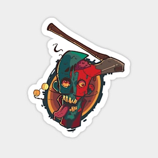 Halloween Zombie Head with an ax in its head Magnet