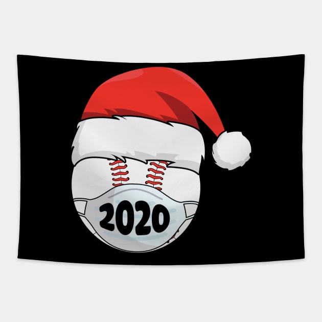 2020 Baseball Santa hat Face Mask Quarantined Christmas Gift Tapestry by BadDesignCo