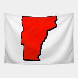 Bright Red Vermont Outline Tapestry