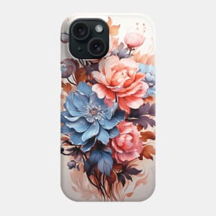Cute Retro Oil Painting Flowers Crystal Design for Girls Woman Phone Case