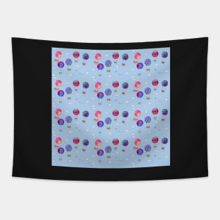 Whimsical Balloon Pattern with a light blue background Tapestry