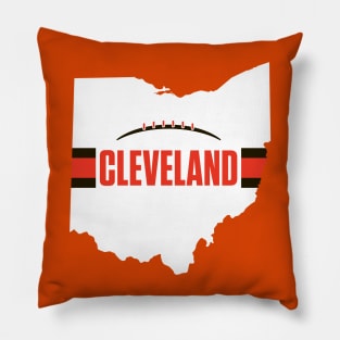 Cleveland Football Ohio Outline White T-Shirt Pillow