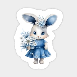 Cute easter bunny girl with flowers Magnet