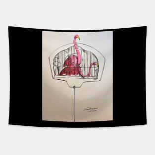 Caged Flamingos Tapestry