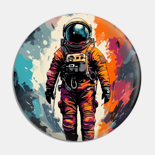 Space Astronaut Watercolor Painting Abstract Art Pin by Art-Jiyuu