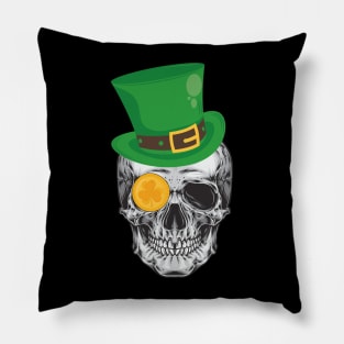 Lucky Coin Irish Leprechaun Skull Saint Patrick's Day Pillow