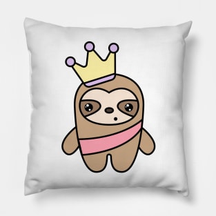 Surprised sloth with a crown on his head Pillow