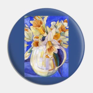 Daffodils in a Yellow Vase watercolour painting Pin