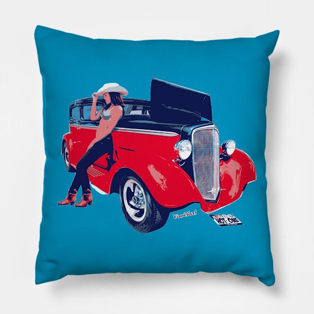 Hot Rod Hot One Pillow by vivachas