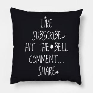 Like Subscribe Comment and Share Video Content Creator Pillow