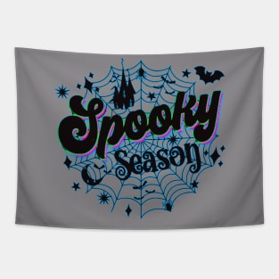 Spooky Season Neon Spiderweb Tapestry