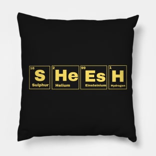 Sheesh Text Periodic Table Slogan Yellow Pillow