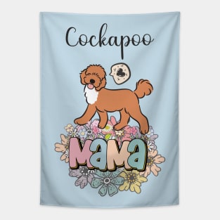 Red and White Cockapoo Mama 3 Tapestry