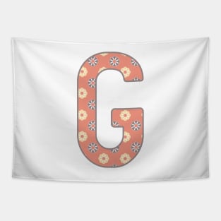 MONOGRAM LETTER G PINK FLORAL TYPOGRAPHY DESIGN Tapestry