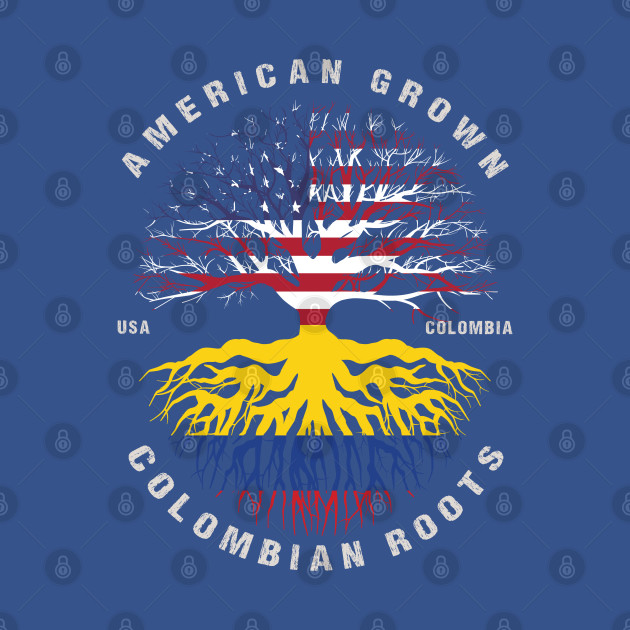 Disover American Grown Colombian Roots Colombia Flag - American Grown - T-Shirt