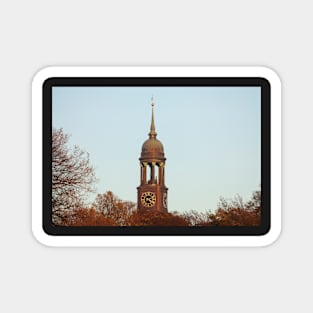 Michel, Michaeliskirche, evening light, Hamburg, Germany, evening, church, autumn Magnet