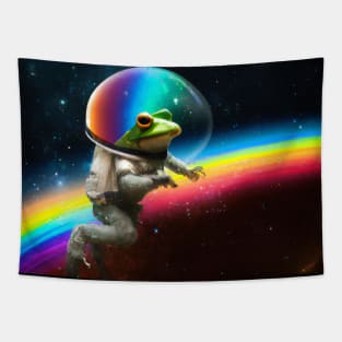 Rainbow Astronaut Frog Tapestry