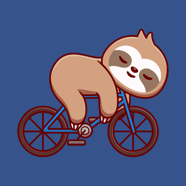 Cute Sloth Sleeping On Bike Cartoon by Catalyst Labs