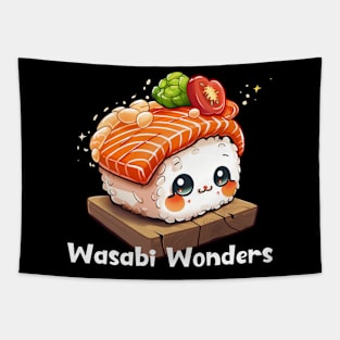 Cute Wasabi Wonders Kawaii Chibi Sushi Japanese Food Tapestry