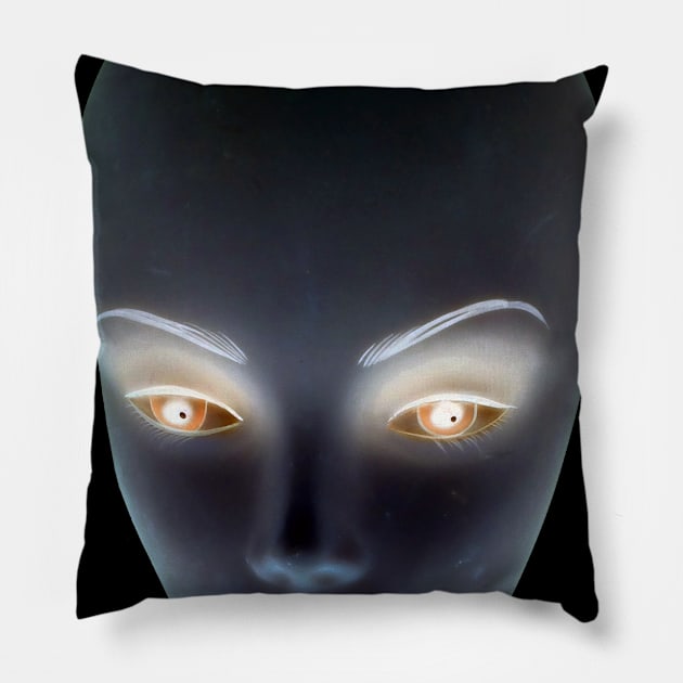 Creepy Cool Mannequin Doll Face Head Pillow by badlydrawnbabe