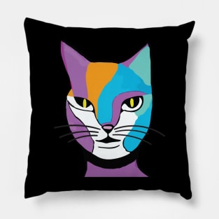 Colorful Cat Woman Illustration Pillow