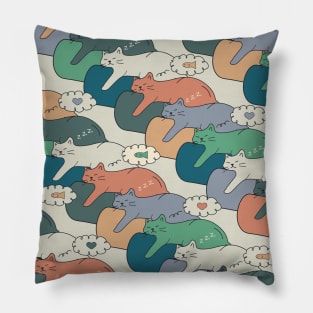 Sleepy Cats on Bean Bags - Soft Autumn Colors Version Pillow