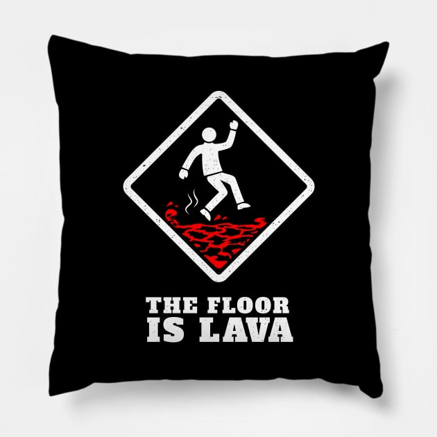 The Floor Is Lava Hazard Symbol Pillow by propellerhead