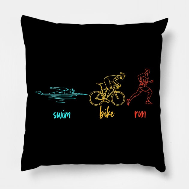 Swim Bike Run - Triathlon Training Triathlete Pillow by Anassein.os