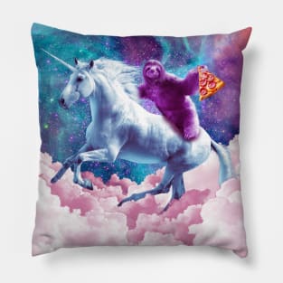 Space Sloth On Unicorn - Sloth Pizza Pillow