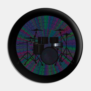 Drum Kit on psychedelic circular pattern Pin