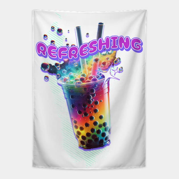 Rainbow Boba Tea - Refreshing - LGBTQ Tapestry by Prideopenspaces