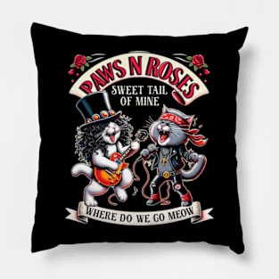 Feline Firearms Fashion Cat Gun N' Rose Tee Pillow