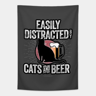 Easily Distracted by Cats and Beer Tapestry