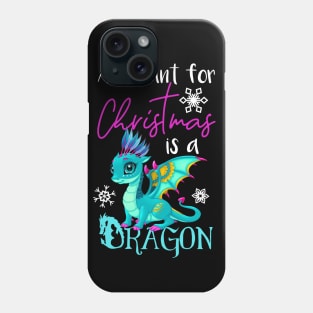 Cute Anime Christmas Dragon TShirt - All I Want For Christmas is a Dragon Phone Case