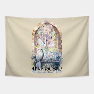 Owl Help Yourself - Heal, Energize, Love, Pardon Tapestry