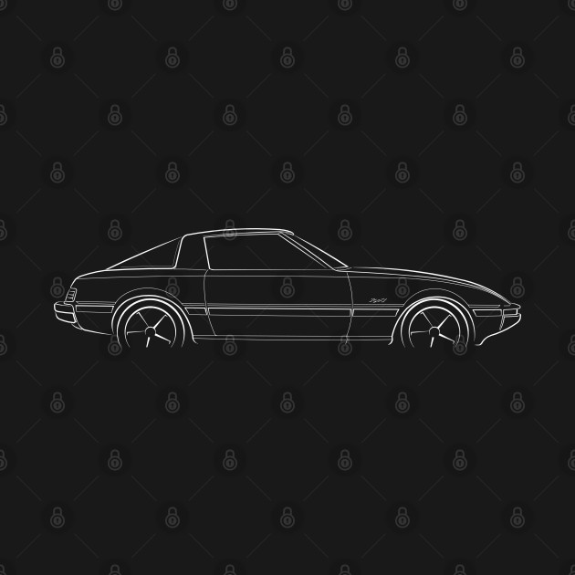 front/profile - Mazda RX-7 FB - stencil, white by mal_photography