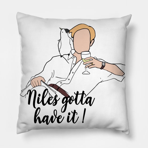 niles gotta have it Pillow by aluap1006