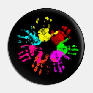 colorful Hand Prints Pin