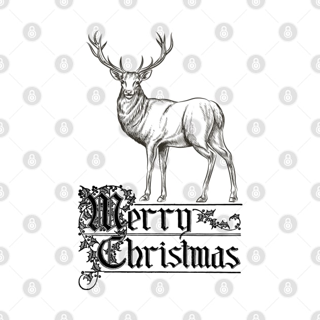 Merry Christmas with Deer Vintage Look by Biophilia