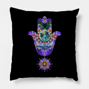 Hand of Fatima Purple Mandala Pillow