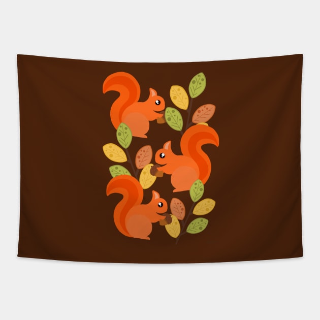 Three Busy Squirrels In A Tree Tapestry by LittleBunnySunshine