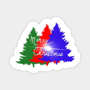 Merry Christmas on Three Trees Magnet