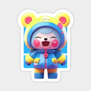 AKBLM - RED CHEEKS KUMA LOVES RED LOLLIPOPS 🍭 | KAWAII CHIBI 3D MASCOT Magnet