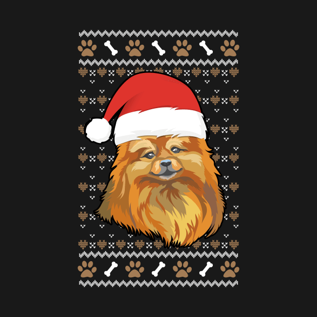 Small Pomeranian With Santa Hat Ugly Merry Christmas Pajamas by CardRingDesign