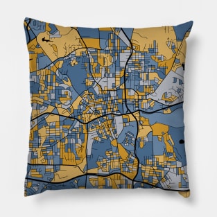 Winston-Salem Map Pattern in Blue & Gold Pillow