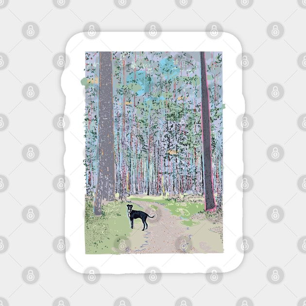 Forest with dog Magnet by Slownessi