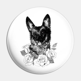 Portrait of a German Shepherd Pin