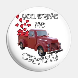 Happy Valentines Day Show Love Red Truck Carrying Hearts Funny Gifts Pin